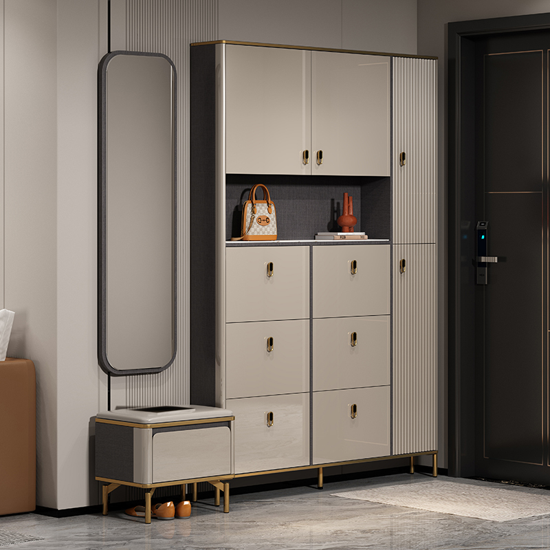 Ultra-Thin Shoe Cabinet for Entryway, 17cm Thin Model, Home Use, Flip-Top Entryway Cabinet, Integrated Narrow Tall Vertical Cabinet Behind the Door, Foyer Cabinet
