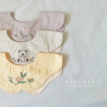 puremama Korean saliva towel baby newborn cotton anti-spit milk baby bib to eat ins bear bib