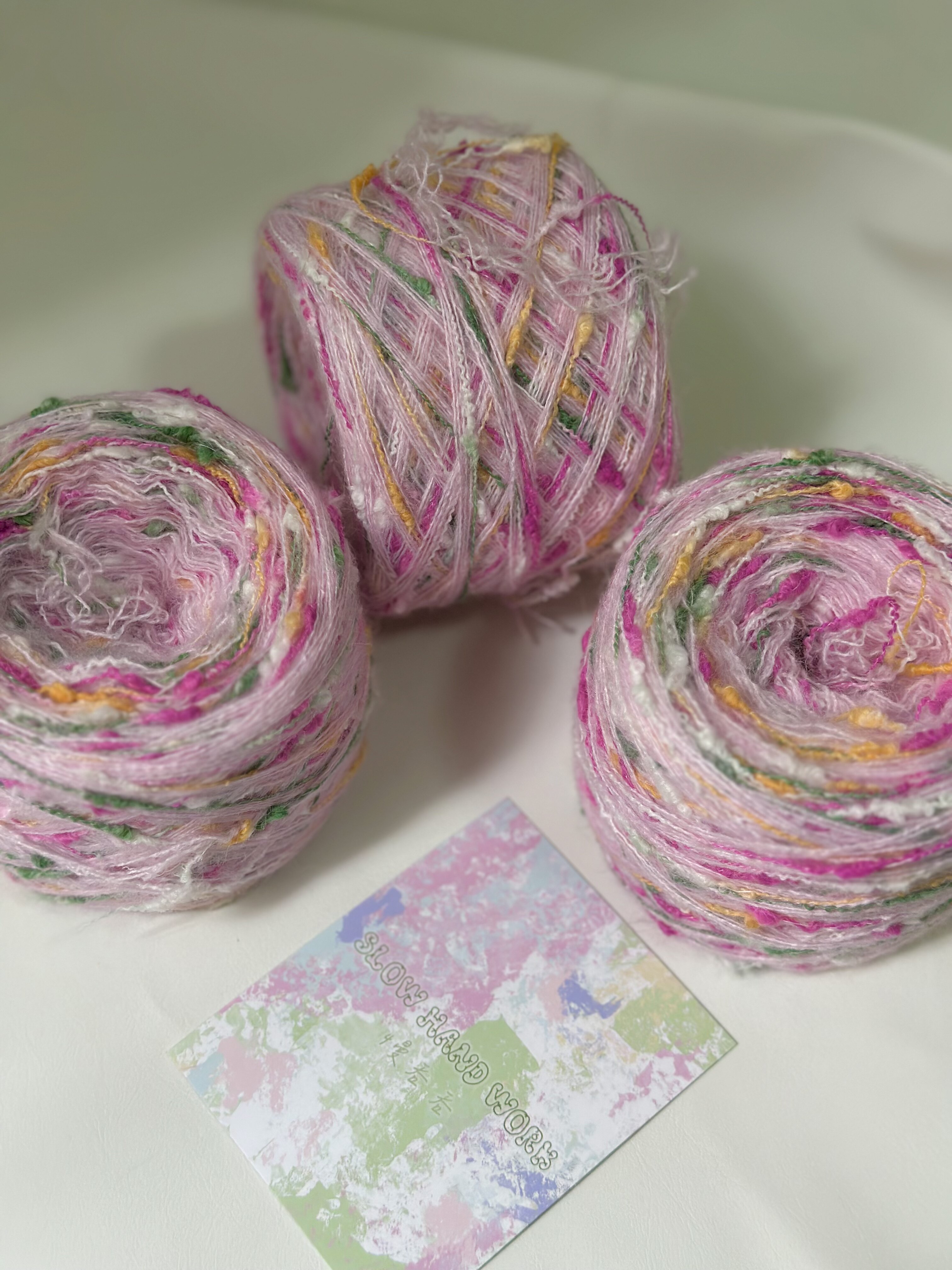 Пряжа 慢吞吞slow hand work｜手混线系列粉色系手工背心毛衣围巾包线材