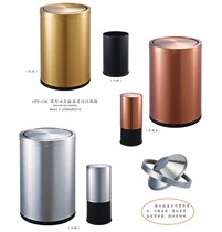 Round double-layer rocking cover room trash can Hotel room KTV living room bedroom stainless steel trash can Household