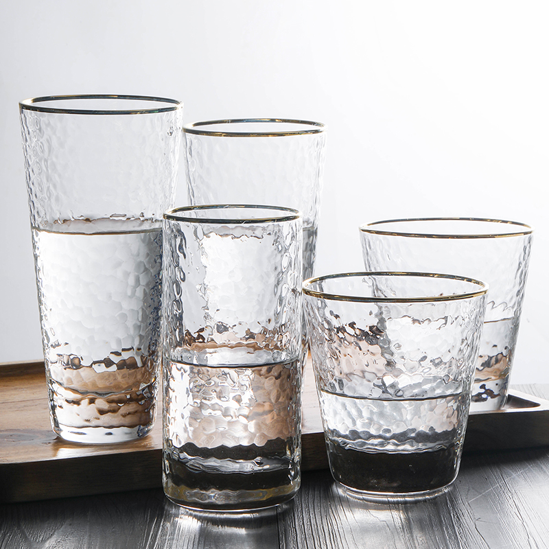 Japanese hammer eye glass gold rimmed cup cup tea cup household breakfast milk cup juice glass creative heat resistant