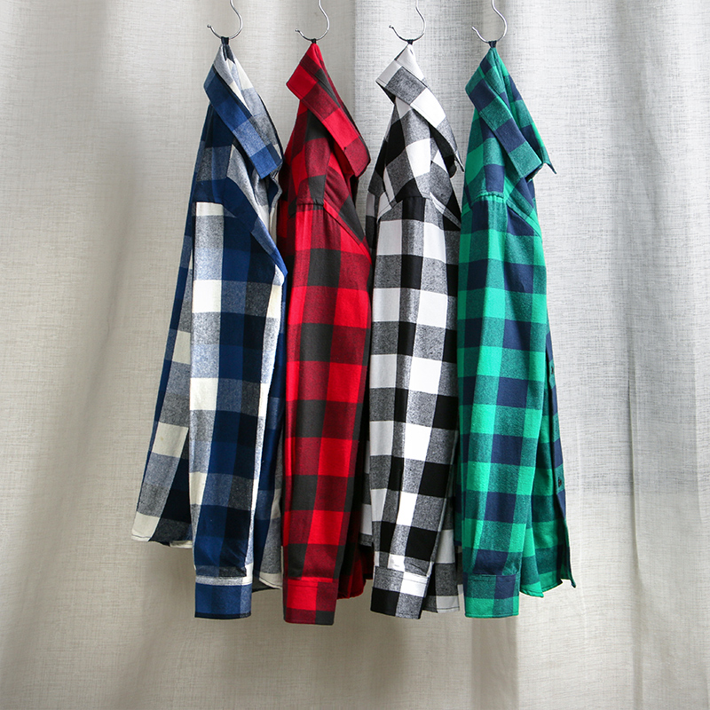 Spring and autumn brushed cotton plaid shirt men's Korean slim long-sleeved shirt Youth Xinjiang cotton jacket casual top