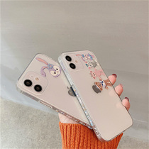 Cute cartoon applies Apple 12 11Pro Max mobile phone shell iPhonex xr xs female 13 silicone sleeve 7 8plus side transparent soft shell xmax ultra