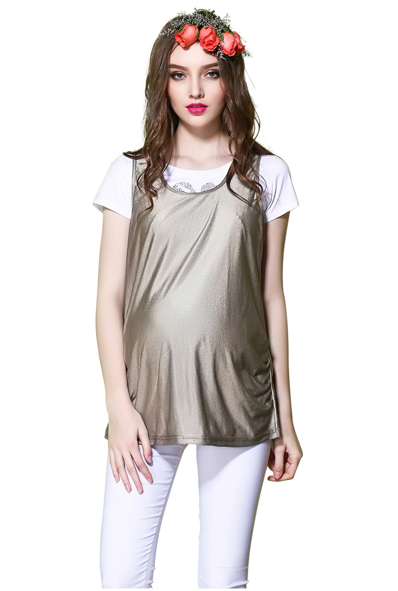 Áo bà bầu cỡ lớn chống thấm đích thực mùa hè bà bầu mặc quần áo bảo hộ mặc bằng sợi bạc tạp dề chống chụp quần áo vest váy cho bà bầu chính hãng