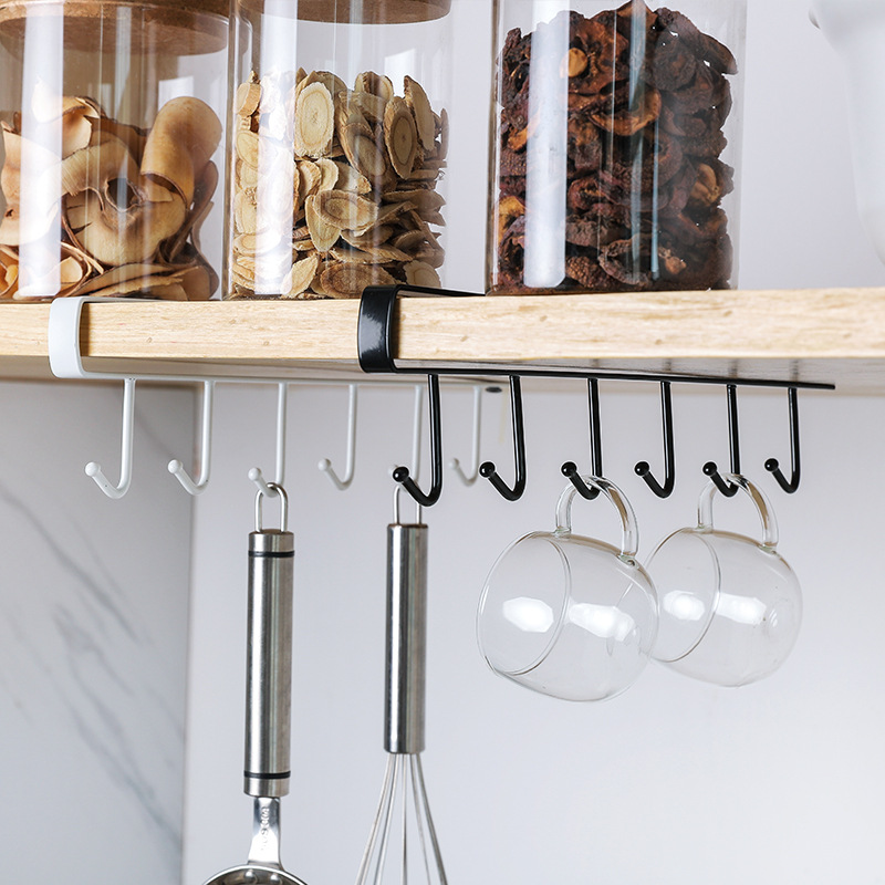Creative kitchen wrought iron seamless nail-free hook overall cabinet storage rack multi-functional wardrobe key row hook finishing rack