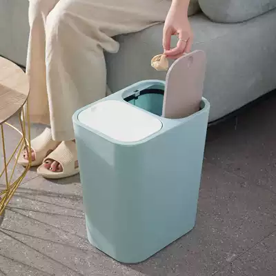 Creative garbage sorting trash can household kitchen living room toilet with lid bedroom powder room dry and wet separation paper basket