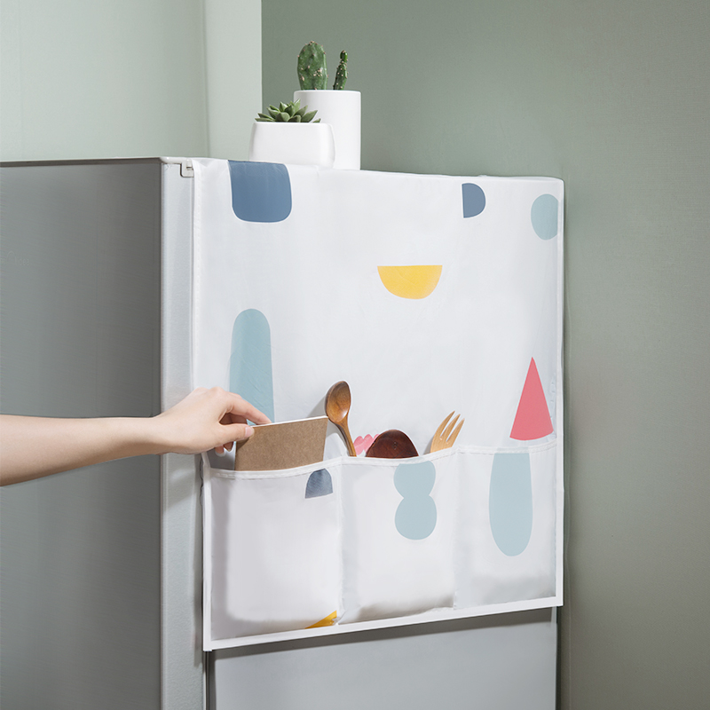 Refrigerator dust cover Refrigerator cover double door storage bag Refrigerator shelf side storage cloth hanging bag dust cloth