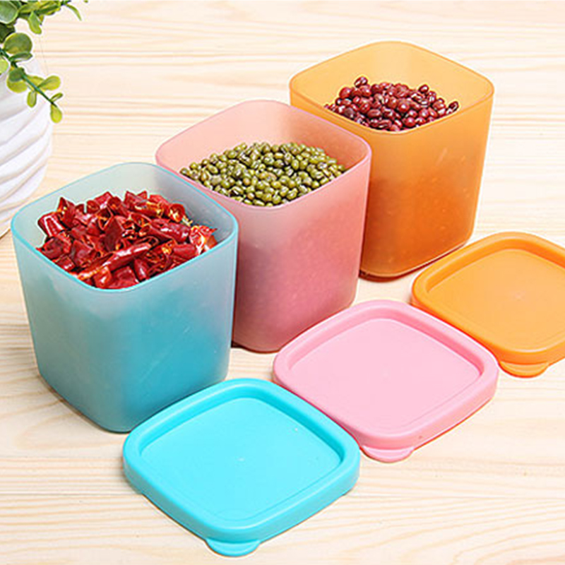 Candy color food preservation plastic storage box Multi-functional grain seasoning kitchen refrigerator refrigerated mini sealed tank