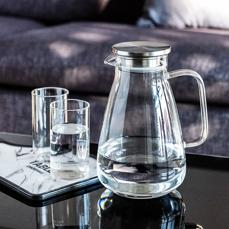 Glass cold water kettle Home tie pot teapot set oversized capacity cool boiled water cup resistant to heat and high temperature cool kettle