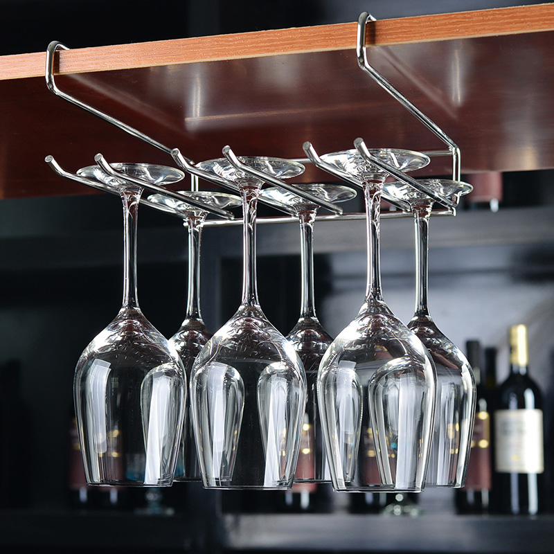 Stainless Steel Wine Glasses Rack Free Red Wine Glass Shelf Upside Down Wine Glass Shelf Hanging Creative High Foot Cup Shelf Home