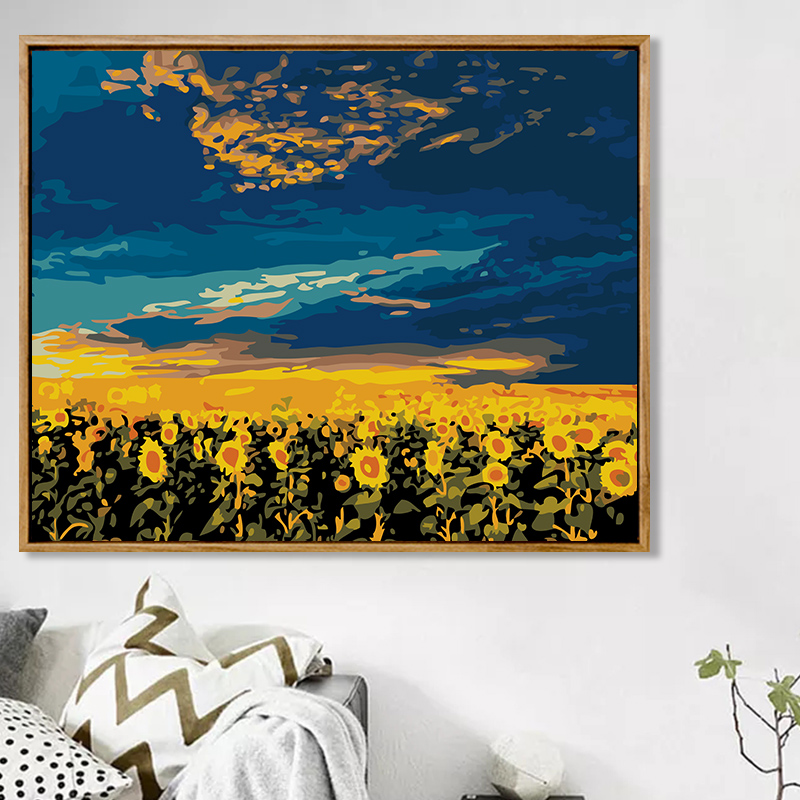 Digital Oil Painting Diy Oil Color Painting Decompression Hand Filled Graffiti Painting Livingroom Floral Minima Decoration Painting Sunflower