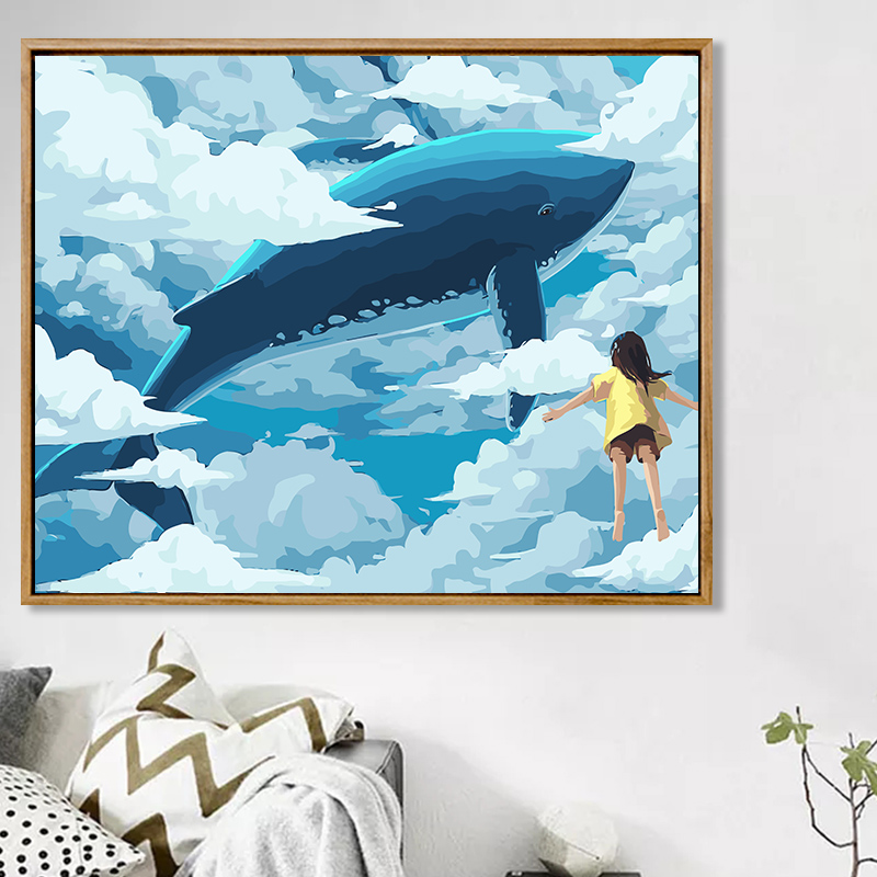 Diy Digital Oil Painting Manually filled with acrylic painting bedroom living room Animal landscape decoration painting whale series