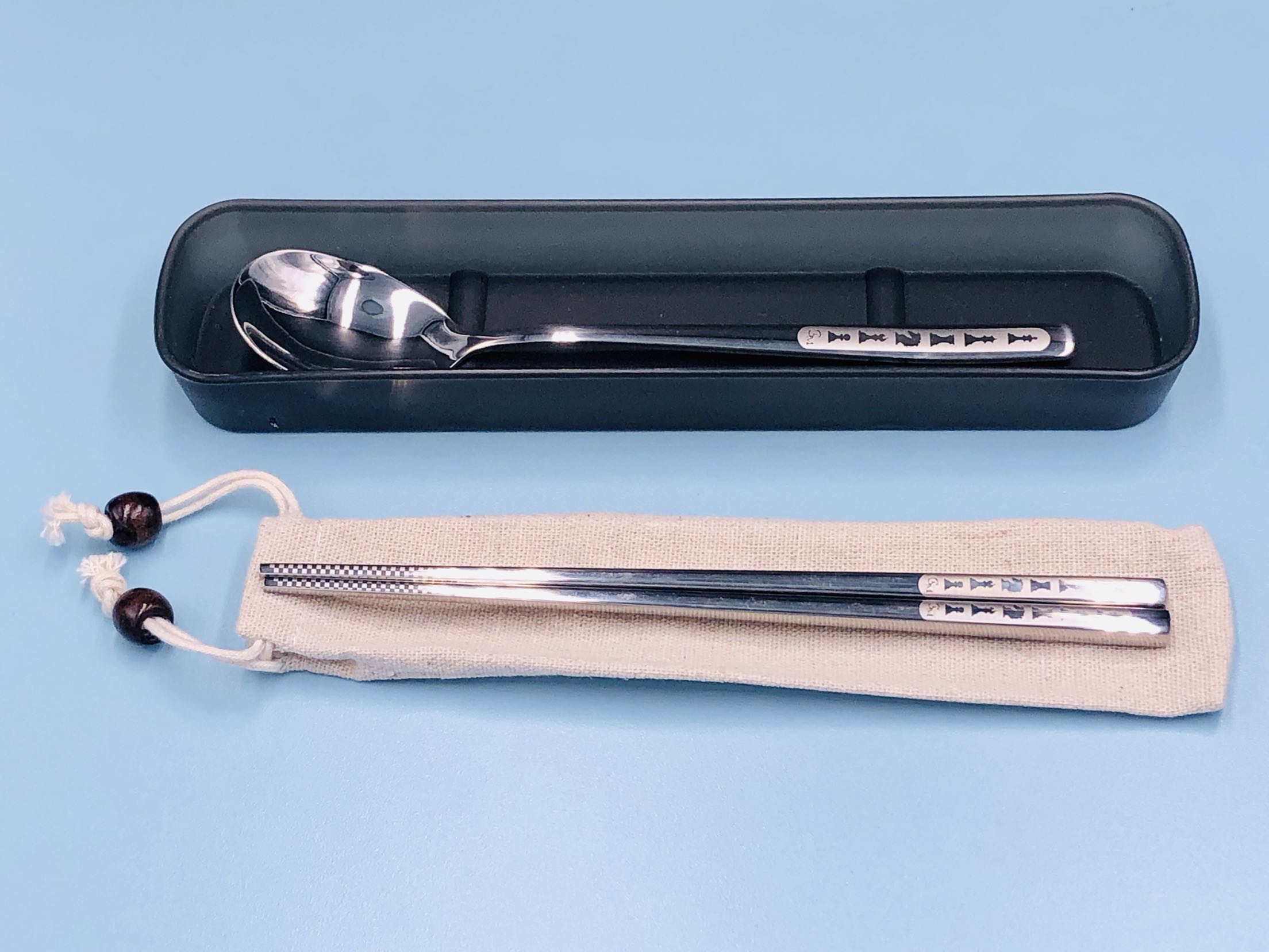 Internet celebrity chess children adult chopsticks spoon 304 stainless steel portable packaging Valentine's Day value new product recommendation