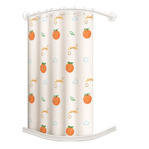 Bathroom toilet curved waterproof shower wet and dry separation rain partition curtain magnetic suction punch-free shower curtain L-shaped rod u