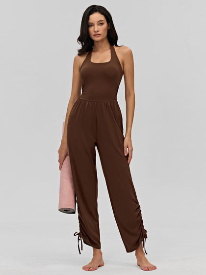 European and American Style Pilates One-Piece Jumpsuit Aerial Yoga Clothing Sports Fitness Sexy Jumpsuit with Chest Pads for Women