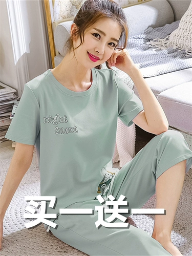 Летняя хлопковая пижама, осенние штаны для школьников, комплект, в корейском стиле, короткий рукав, большой размер