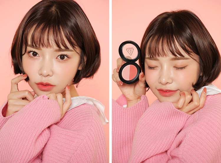 Spot Korea 3ce Rose Bean Paste Set Box Blush Matte Lipstick Makeup Set Valentine Day Gift phấn phủ dior