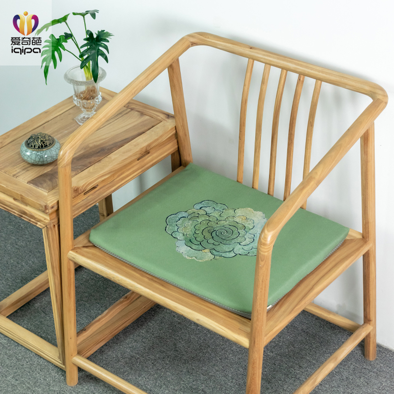 Colorful cloudy Chinese style Zen cushion cotton and Chinese wind red wood sofa chair seat anti-slip chair
