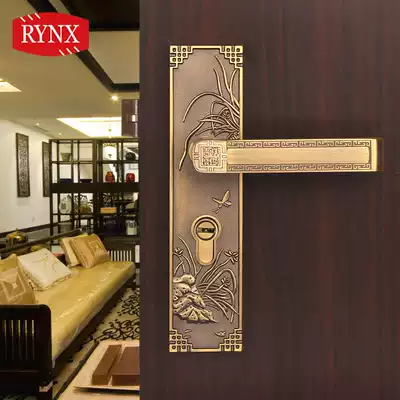 (RYNX Lingshi)New Chinese style wooden door lock Indoor door lock handle wrench lock Bedroom door lock