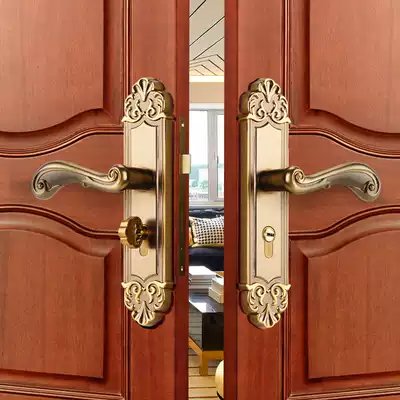 (RYNX Lingshi)European style wooden door lock Room door lock handle Room door lock Bedroom door lock three-piece set