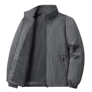 Spring and autumn thin men's jacket outdoor sports and casual lapel loose large size multi-pocket middle-aged and elderly daddy jacket