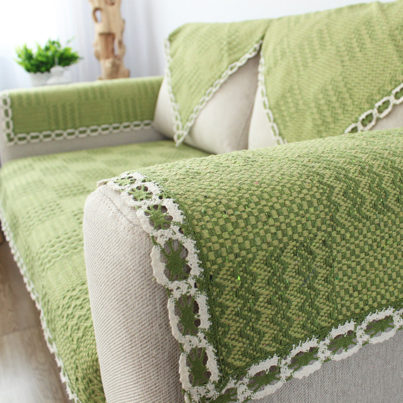 Simple modern pastoral hipster winter cotton sofa cushion fabric green sofa towel by back scarf Four Seasons cushion