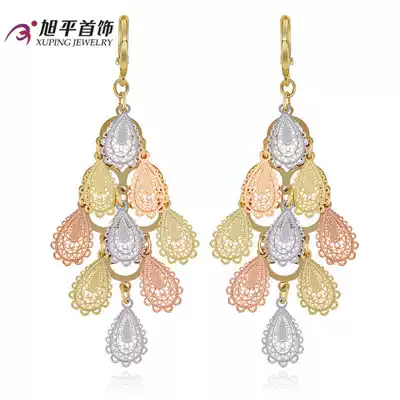 Xuping jewelry gold gold earrings female retro long earrings Peacock open earrings