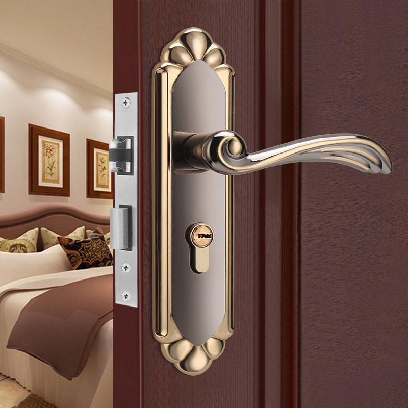 Modern door lock indoor bedroom mute three-piece suite door lock solid wood door handle lock household universal lock