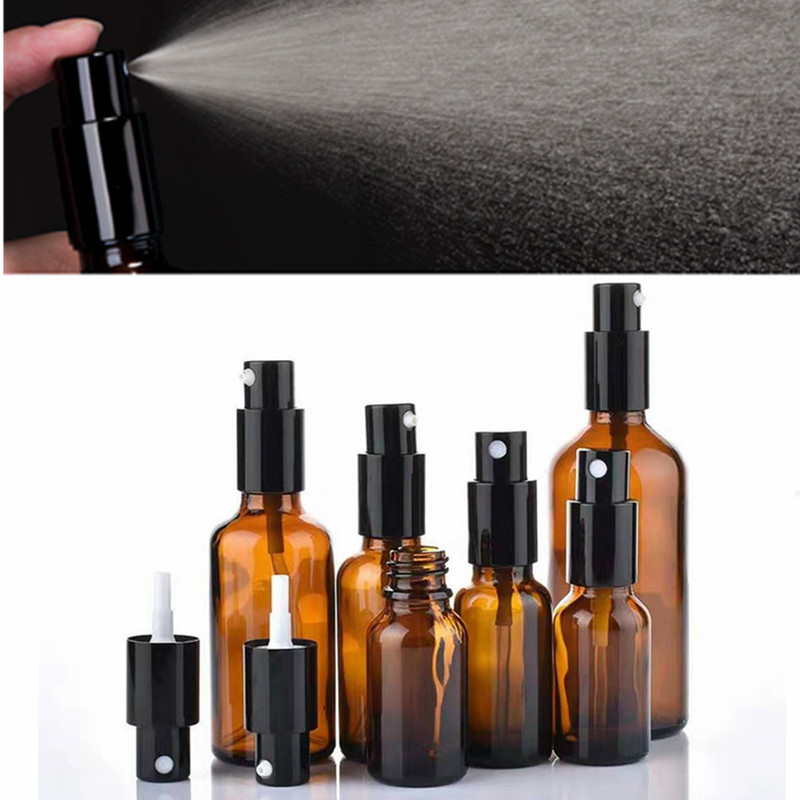 Anodized aluminum spray bottle 15ml30ml pressed lotion bottle dark brown fine mist black cover sub-packed essential oil empty bottle