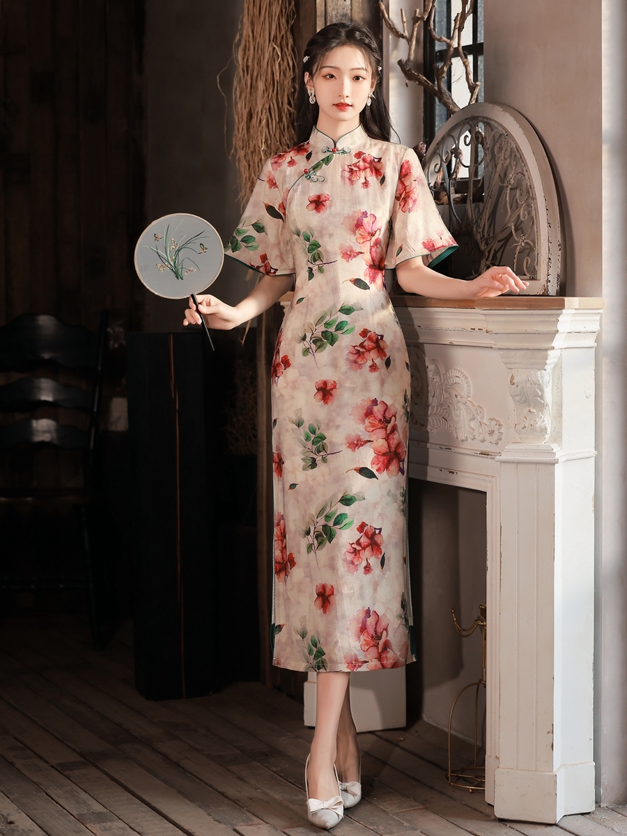High-goods new model-ancient method improved pomegranate flower clothing around 125