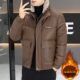 Winter stand collar lamb fur collar short leather cotton coat for men's youth slim fit thickened warm and handsome cotton coat