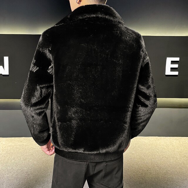 Winter Haining fur lapel snow wolf mink imitation fur coat for men's high-end young and middle-aged thickened warm coat