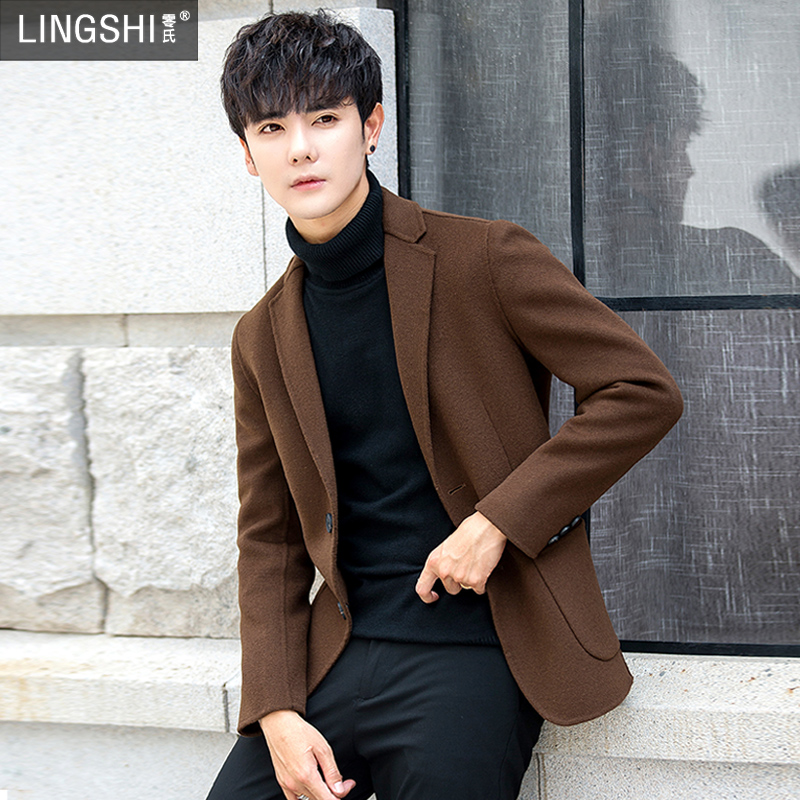 Bifacial casual suit Men's wool What to do with a small western suit blouse for a Han version without cashmere jacket Chauchiu