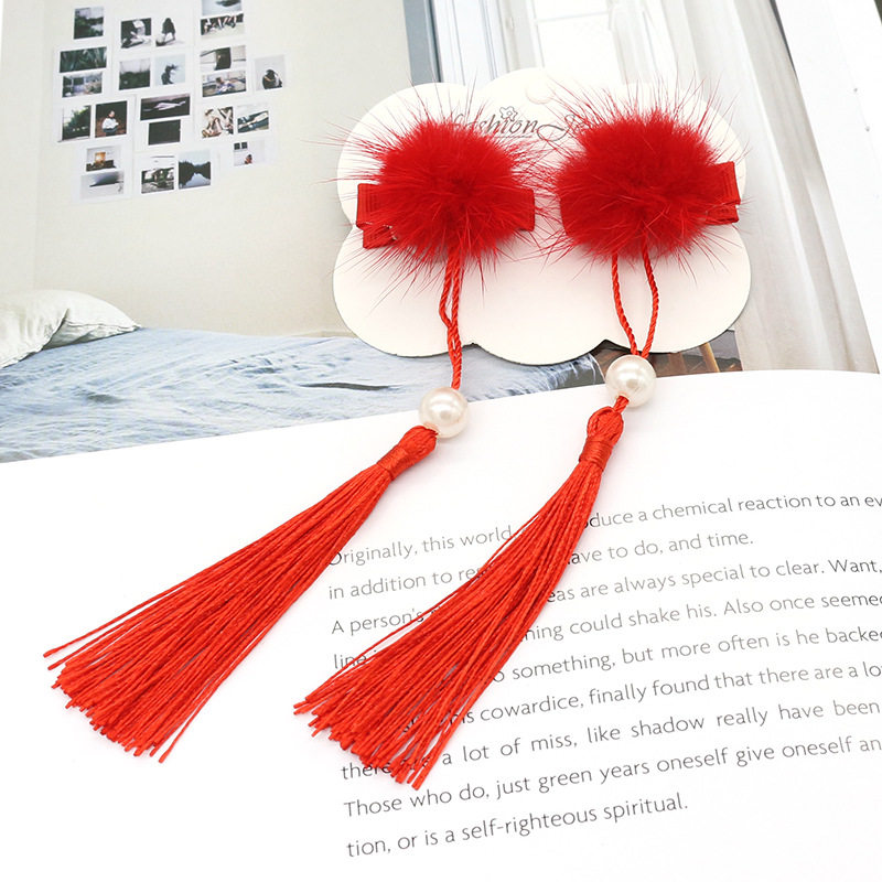 Girls Chinese style New Year headdress hairpin Hanfu hairpin princess baby New Year hair ring cute children's hair accessories female