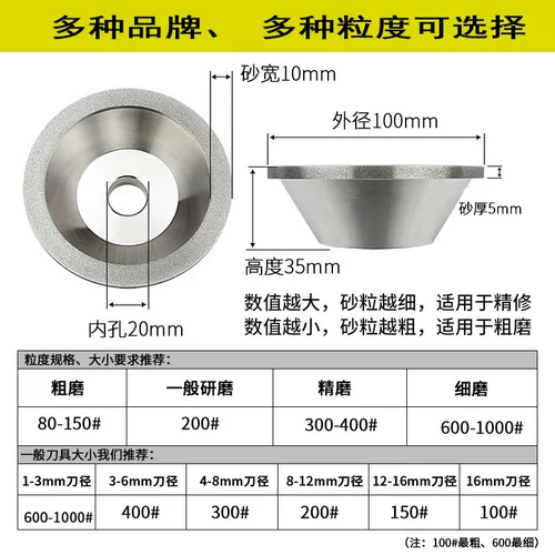 Шанхай Хао Хао Бриллиант Каменная чаша для шлифовальной машины для шлифовального ножа. Открыть лезвие песчаное колесо вольфрамовое стальное сплав сплаво
