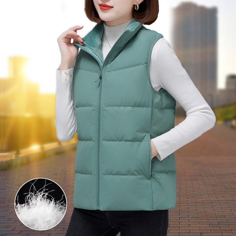 White Duck down Vest for Women, Autumn and Winter New Style 2026, Loose Fit, Stand Collar, Outerwear, Thickened, Warm Vest
