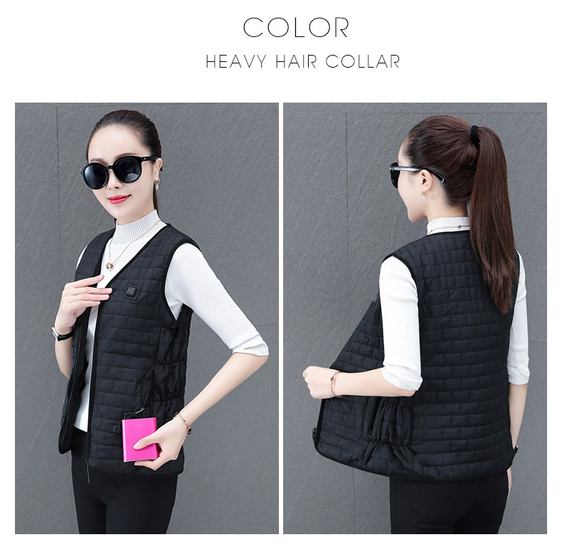 áo phao sưởi Áo làm nóng bằng điện thông minh có thể sạc lại làm nóng xuống áo vest cotton cho phụ nữ mới 2023 mùa thu đông sưởi ấm cộng với áo nhung ấm áp áo sưởi ấm azuki áo sưởi azuki