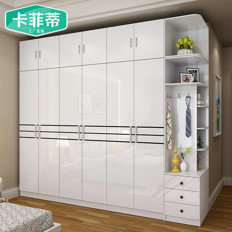 Minima Modern Economy Type Assembly Bedroom Flat Open Door Cabinet Overall Composition Four-56 Doors Large Closet Storage Wardrobe