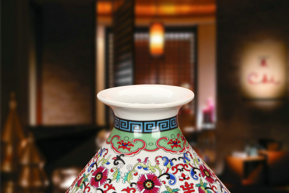 Antique Chinese jingdezhen ceramics colored enamel porcelain live gourd vases, I household crafts