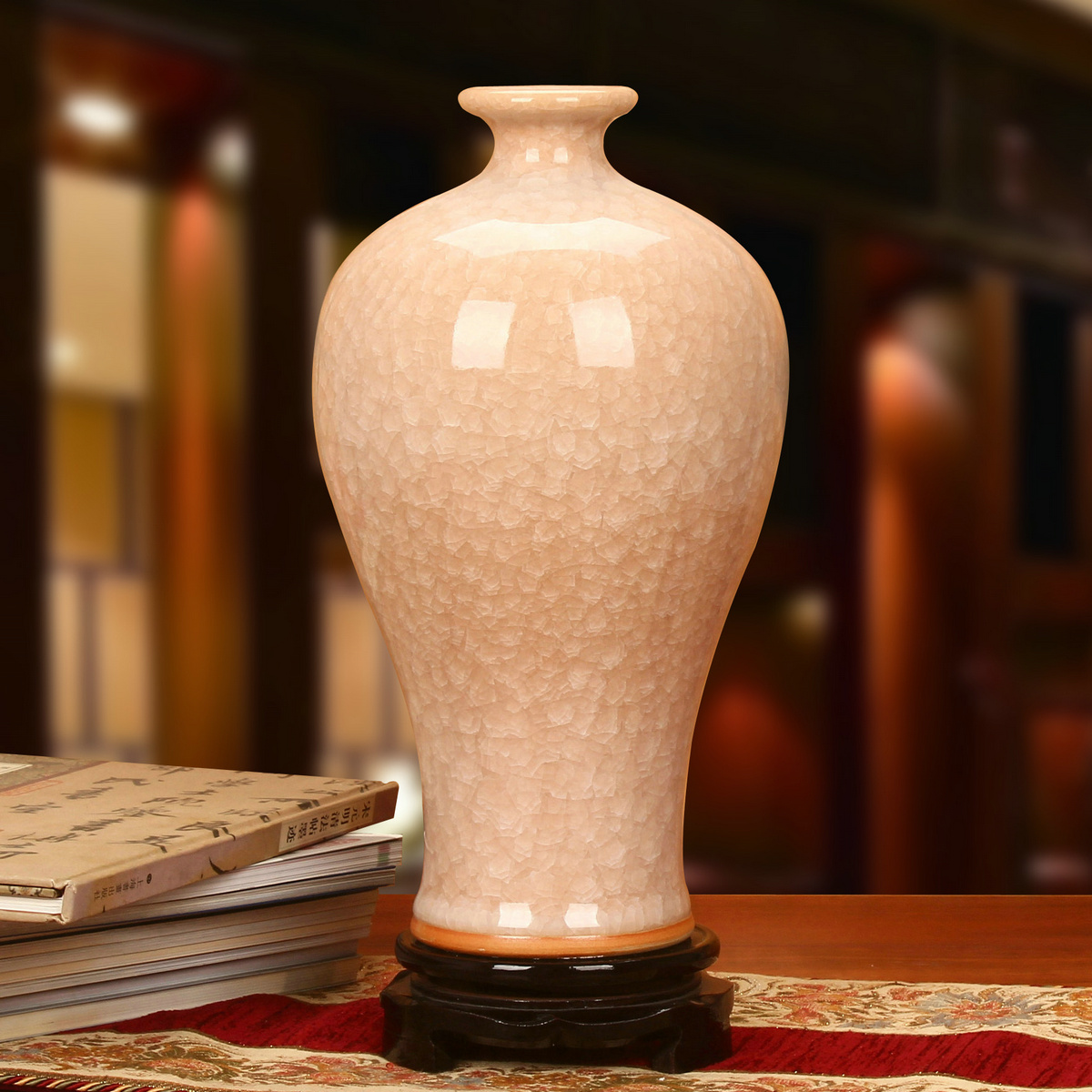 High - end antique jingdezhen ceramics up crack open piece of crystal vase modern Chinese home furnishing articles