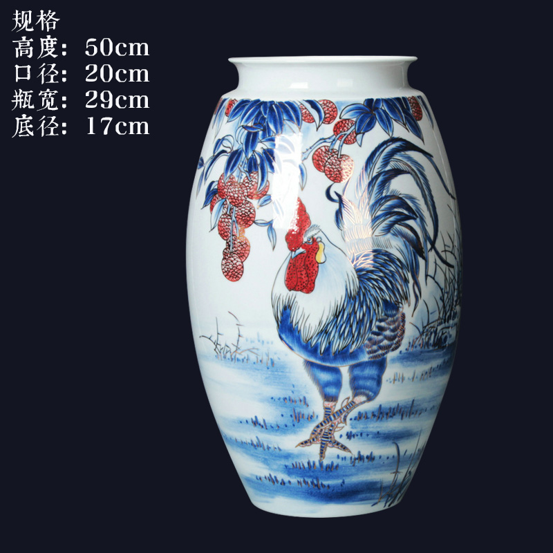 The Famous blue and white see colour porcelain litchi hand - made of golden vase prosperous modern Chinese style household handicraft furnishing articles