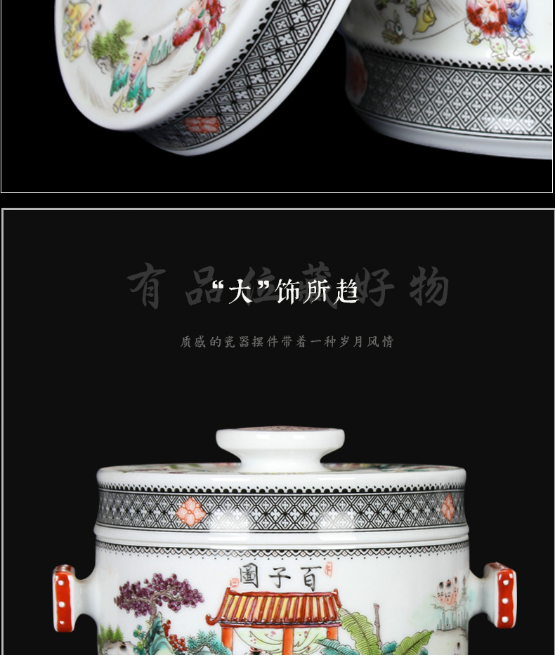Jingdezhen ceramics antique hand - made pastel the ancient philosophers figure storage tank and tank caddy fixings Chinese handicraft furnishing articles