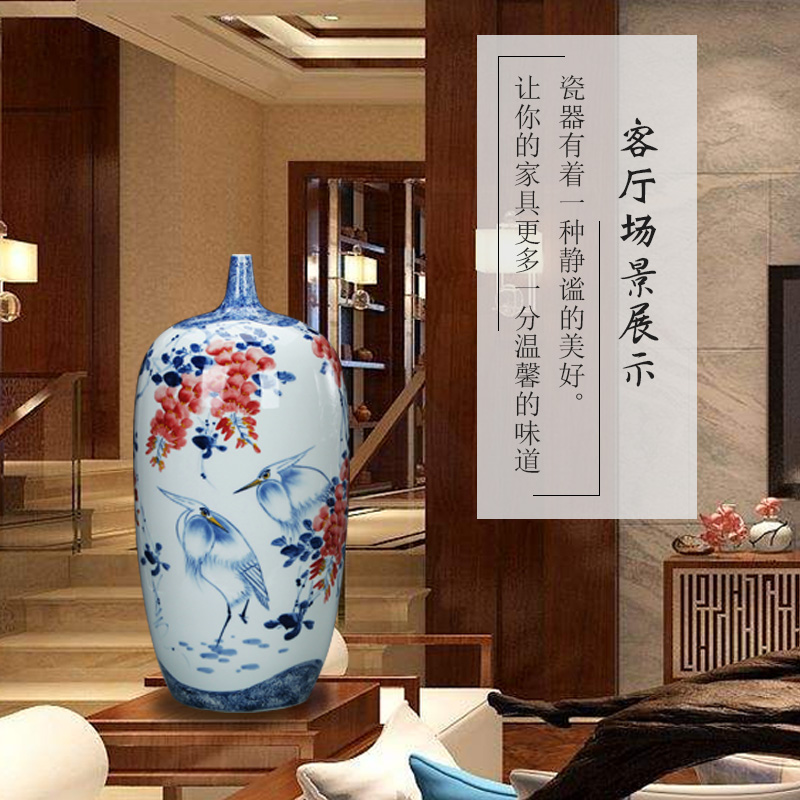 Jingdezhen blue and white youligong hand - made ceramics engraving sabingga sukdun dergici jimbi large vases, modern home decoration