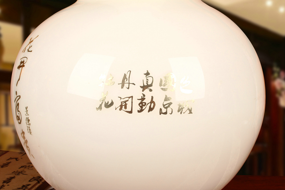 Jingdezhen ceramics white straw collection crafts are riches and honor peony vases I household adornment