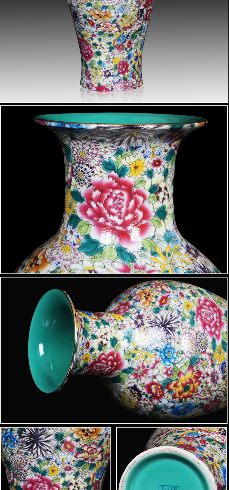 Antique Chinese jingdezhen ceramics vase powder enamel enamel vase decoration home decoration handicraft furnishing articles