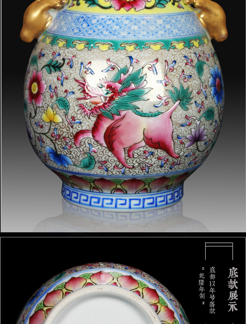 Jingdezhen ceramics colored enamel vase as rare as gold ears deer head statute of classical Chinese style home furnishing articles