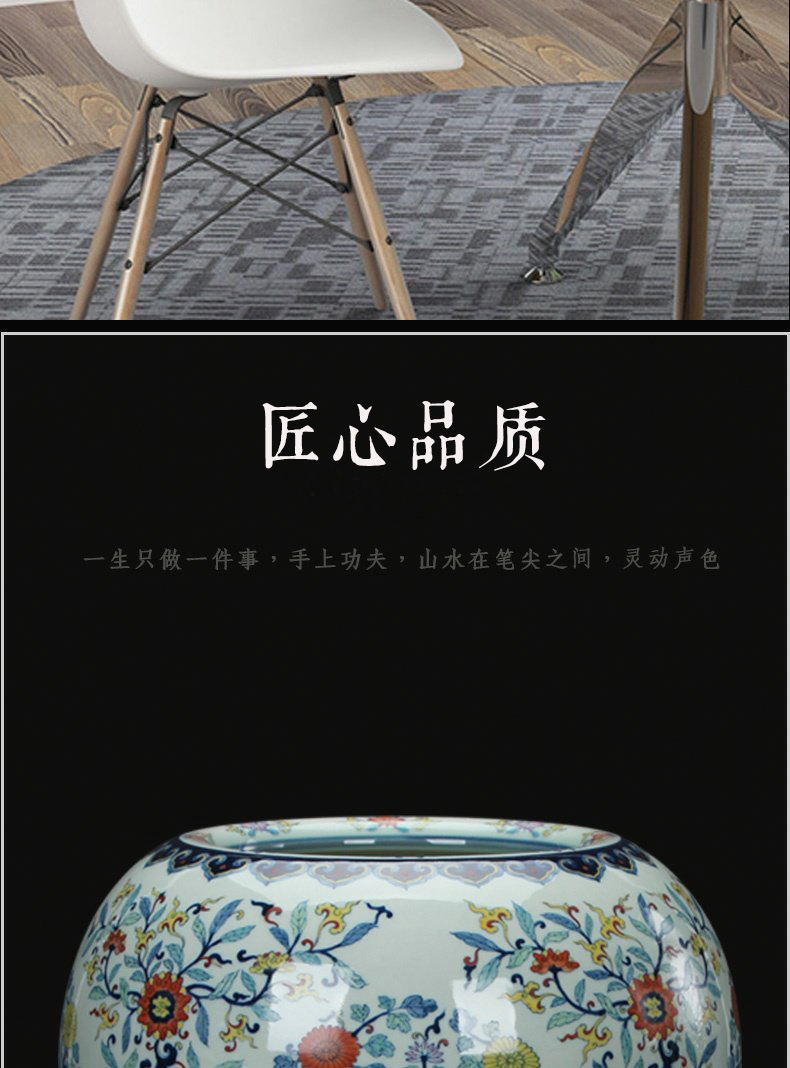 Jingdezhen high - end antique hand - made ceramics bucket colors apple pot vase collection decoration handicraft furnishing articles