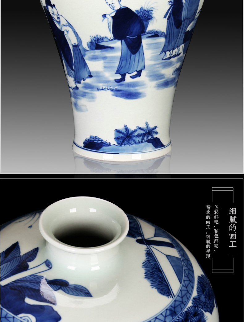 Jingdezhen ceramics vase hand - made xiangshan nine LaoMei bottles of Chinese style household decorative furnishing articles of blue and white porcelain arts and crafts