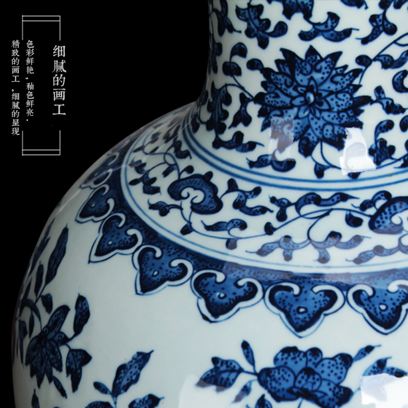 Jingdezhen ceramics vase furnishing articles hand - made antique bound branch pomegranate grain celestial vase of blue and white porcelain collection