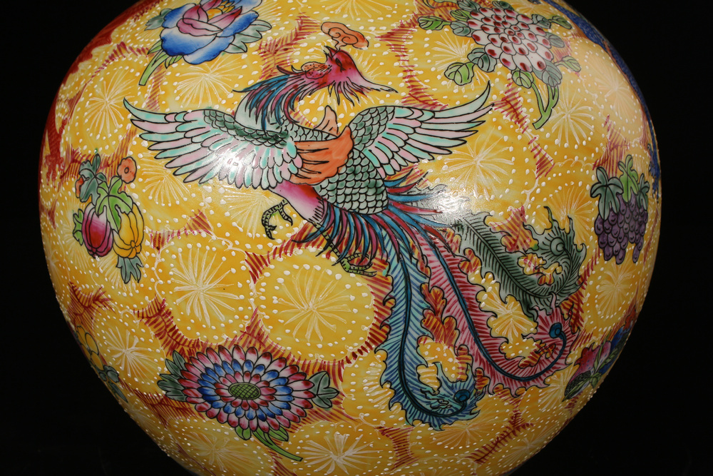 Jingdezhen ceramics vase archaize enamel pastel color dragons and phoenixes vase classical hand - made furnishing articles ornaments